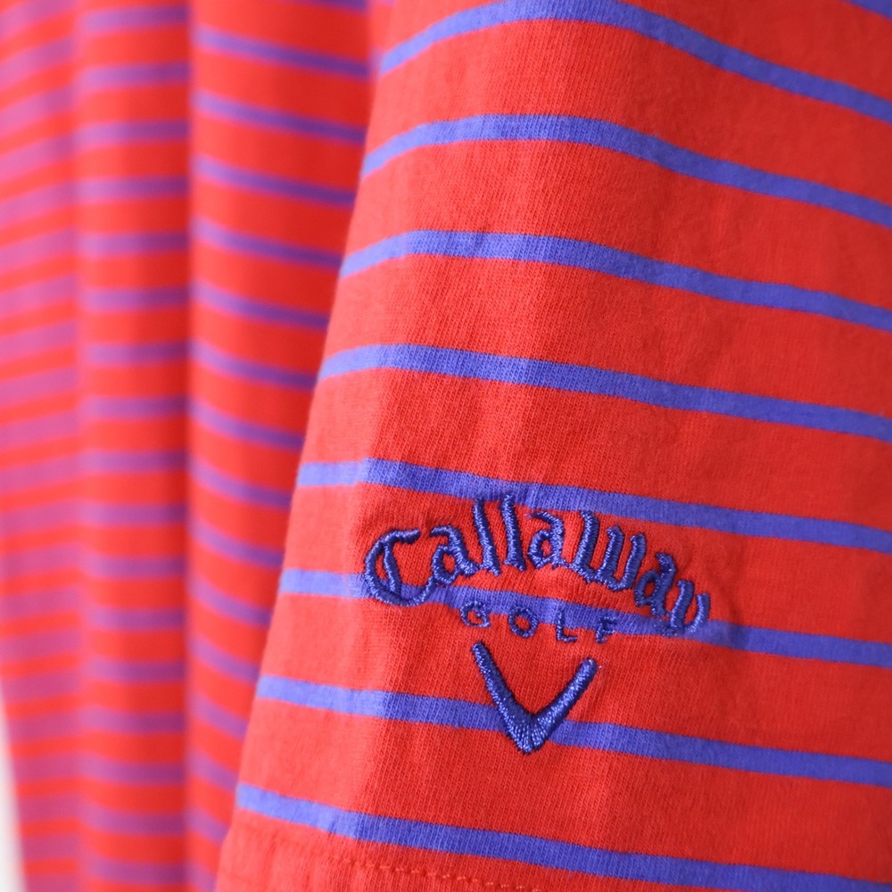Callaway Golf Sport Polo Shirt Large Striped Red Blue Cotton‎ - Picture 2 of 12